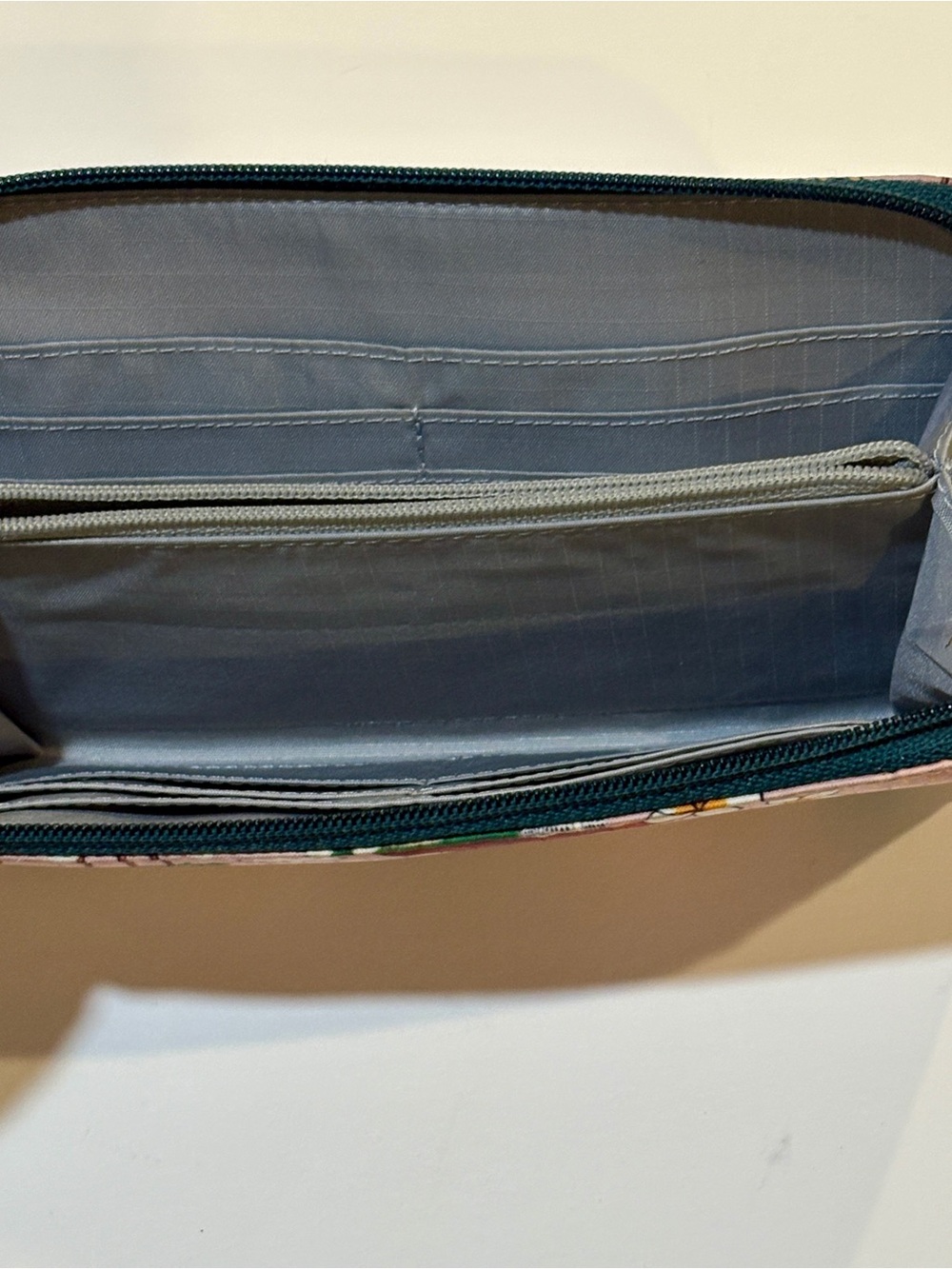 LeSportsac Pink Tropical Print Zip Wallet with Teal and Navy Accents - Picture 6 of 8